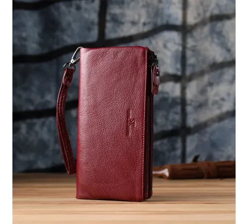 Шкіряний гаманець на три відділення ST Leather 23108 Бордовий