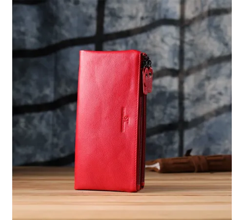Шкіряний жіночий гаманець на три відділення ST Leather 23109 Червоний