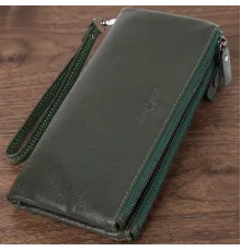Красивий шкіряний гаманець на три відділення ST Leather 23110 Зелений