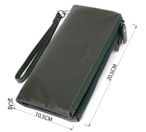 Красивий шкіряний гаманець на три відділення ST Leather 23110 Зелений