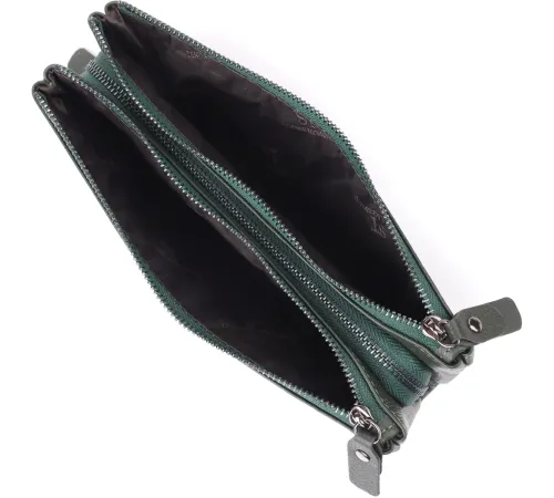 Красивий шкіряний гаманець на три відділення ST Leather 23110 Зелений