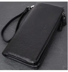 Практичний шкіряний гаманець на три відділення ST Leather 23111 Чорний
