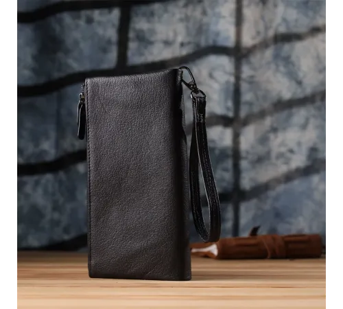 Практичний шкіряний гаманець на три відділення ST Leather 23111 Чорний