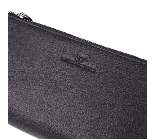 Практичний шкіряний гаманець на три відділення ST Leather 23111 Чорний