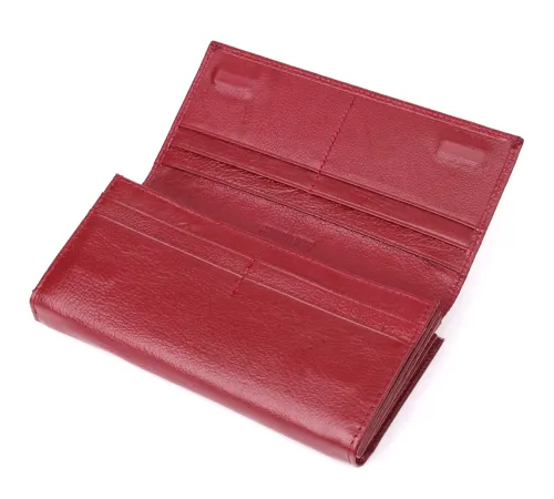Модний жіночий гаманець на магнітах із натуральної шкіри ST Leather 23113 Бордовий