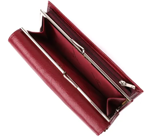 Модний жіночий гаманець на магнітах із натуральної шкіри ST Leather 23113 Бордовий