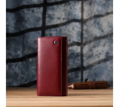 Модний жіночий гаманець на магнітах із натуральної шкіри ST Leather 23113 Бордовий