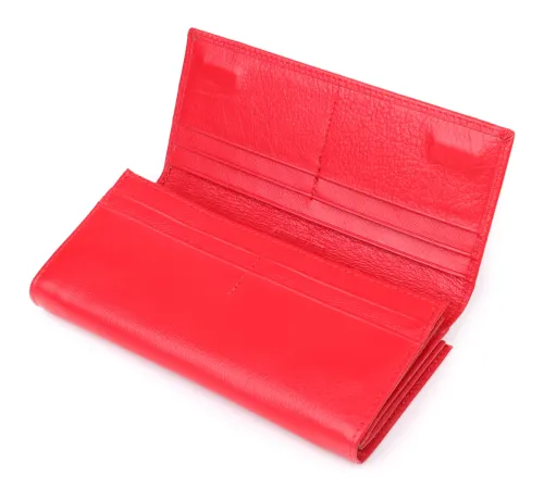 Яскравий жіночий гаманець на магнітах із натуральної шкіри ST Leather 23114 Червоний