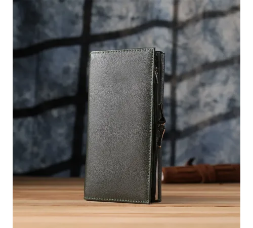Місткий жіночий гаманець на магнітах із натуральної шкіри ST Leather 23115 Зелений