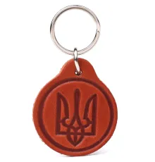 Брелок із тисненням герба України з натуральної шкіри Shvigel 55000 Світло-коричневий