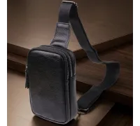 Сумка-слінг для чоловіків з натуральної шкіри Vintage 22955 Чорний