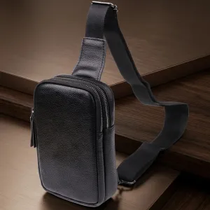 Сумка-слінг для чоловіків з натуральної шкіри Vintage 22955 Чорний