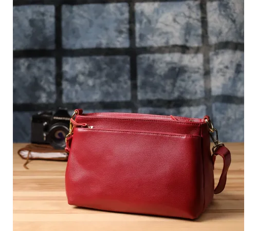 Сумка жіноча з твердим дном з натуральної шкіри Vintage 22982 Червоний