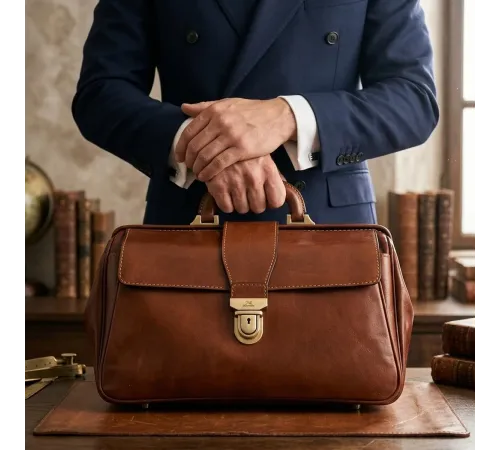 Саквояж з натуральної шкіри Tony Perotti Italico 8051 (90625) Коньячний
