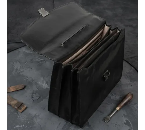 Чоловічий діловий портфель Tony Perotti 8009/42 nero (90377) Чорний