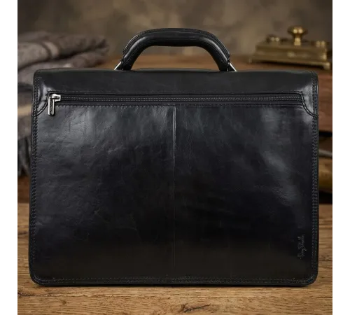 Чоловічий діловий портфель Tony Perotti 8009/42 nero (90377) Чорний