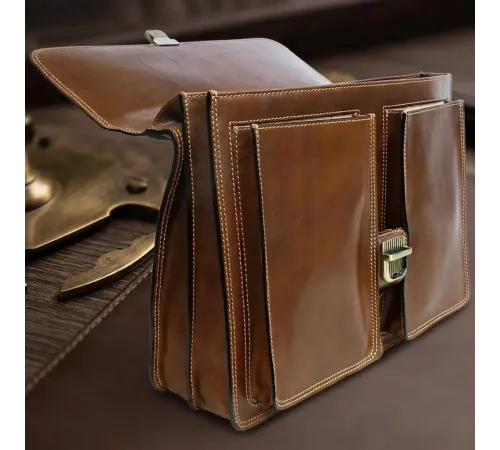 Чоловічий діловий портфель Tony Perotti Italico 8013/42 (90388) Коньячний