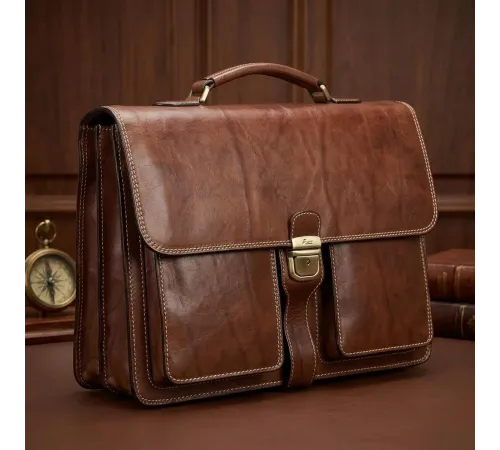 Чоловічий діловий портфель Tony Perotti Italico 8013/42 (90388) Коньячний