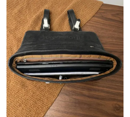Чоловічий портфель з натуральної шкіри Tony Perotti Italico 9225G-38 (90415) Чорний