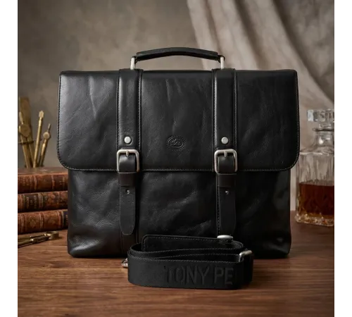Чоловічий портфель з натуральної шкіри Tony Perotti Italico 9225G-38 (90415) Чорний