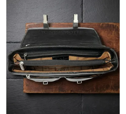 Чоловічий портфель з натуральної шкіри Tony Perotti Italico 9276G-35 (90416) Чорний