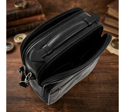 Чоловіча шкіряна сумка Tony Perotti Italico 7058 nero (90634) Чорна