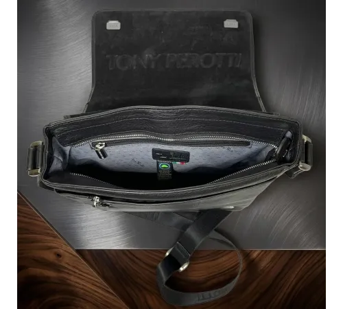Чоловіча шкіряна сумка Tony Perotti Contatto 9207 nero (90639) Чорна