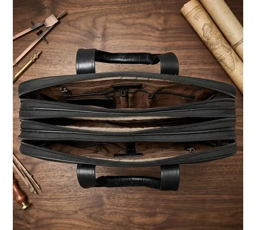 Чоловічий портфель з натуральної шкіри Tony Perotti Italico 7044-40 nero (90641) Чорний