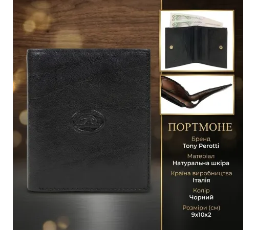Жіноче вертикальне портмоне Tony Perotti Italico 1619 nero (90613) Чорне